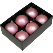 Othmar decorations kerstballen - gedecoreerd - 6x - 8 cm - roze - Kerstbal