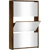 vidaXL Schoenenkast met spiegel 3-laags 63x17x102,5 cm gerookt eiken