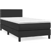 vidaXL Boxspring met matras kunstleer zwart 80x200 cm
