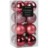 Merkloos Christmas Decoration kleine kerstballen 24x -roze -3 cm -kunststofA - Kerstbal