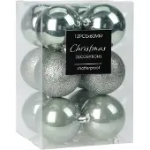 Merkloos Christmas Decoration kerstballen 12x - 6 cm - kunststof - mint groen - Kerstbal