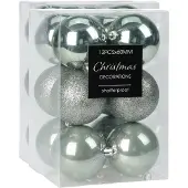 Merkloos Christmas Decoration kerstballen 24x -mintgroen-6 cm -kunststof - Kerstbal