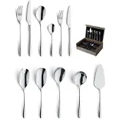 Amefa Cuba 78-delige Bestekset – 12 Personen – Zilver – In Luxe Houten Cassette-Hoogwaardig 18/10 chroomnikkelstaal