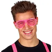 Widmann - Jaren 80 & 90 Kostuum - Tralie Bril Neon Roze - Roze - Carnavalskleding - Verkleedkleding