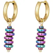 Yehwang Oorbellen holografische hanger, , Goud, Stainless Steel