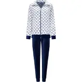Rebelle dames huispak fleece - maat 44 - Glans waaiers - marine