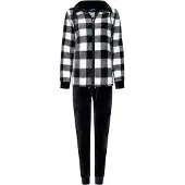 Rebelle dames huispak fleece - maat 40 - Ruit - zwart