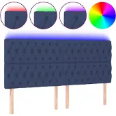 vidaXL Hoofdbord LED 200x7x118/128 cm stof blauw