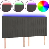 vidaXL Hoofdbord LED 160x5x118/128 cm fluweel donkergrijs
