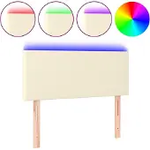 vidaXL Hoofdbord LED 80x5x78/88 cm kunstleer crèmekleurig