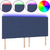 vidaXL Hoofdbord LED 180x5x118/128 cm stof blauw