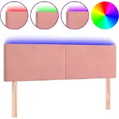 vidaXL Hoofdbord LED 144x5x78/88 cm fluweel roze