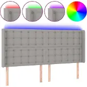 vidaXL Hoofdbord LED 183x16x118/128 cm stof lichtgrijs