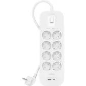 Belkin Surge Protection 8 Outlet 2 Meter Usb C Wit