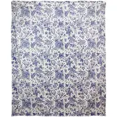 Clayre & Eef Plaid 130x170 cm Wit Blauw Polyester Rechthoek Bloemen Deken Wit Deken