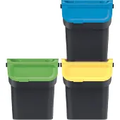 Prosperplast Keden - prullenbakken set van 3x20l - Kaddi Q - Zwart
