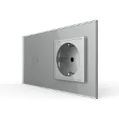 Livolo | Grijs | 1+SR | Dimmer | Schakelaar met wandcontactdoos -