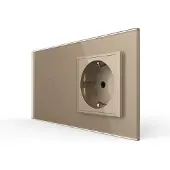 Livolo | Goud | 1+SR | Dimmer | Wisselschakelaar met wandcontactdoos -