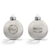 Yoursurprise Kerstbal met naam - Zilver - 2 stuks