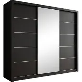 Meubella Kledingkast mat zwart 250x62x215 Schuifdeuren en spiegel