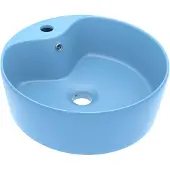 vidaXL Luxe wastafel met overloop, mat blauw, 36x13 cm, keramiek