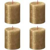 Bolsius Stompkaarsen Shimmer 4 st rustiek 80x68 mm goudkleurig