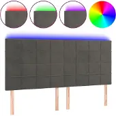 vidaXL Hoofdbord LED 180x5x118/128 cm fluweel donkergrijs
