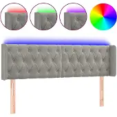 vidaXL Hoofdbord LED 163x16x78/88 cm fluweel lichtgrijs
