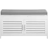 SoBuy FSR102-W Opbergbank - Witte Schoenenkast met Bank & 2 Deuren
