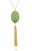 Deja Jewels Halsketting Ovale Natuursteen - Groen