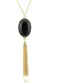 Deja Jewels Halsketting Ovale Natuursteen - Zwart
