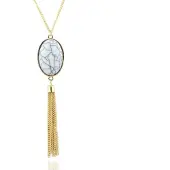 Deja Jewels Halsketting Ovale Natuursteen - Wit