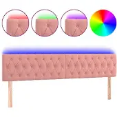 vidaXL Hoofdbord LED 180x7x78/88 cm fluweel roze