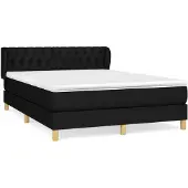 vidaXL Boxspring met matras stof zwart 140x200 cm