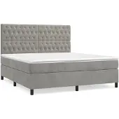 vidaXL Boxspring met matras fluweel lichtgrijs 180x200 cm