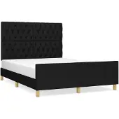 vidaXL Bedframe zonder matras stof zwart 140x190 cm
