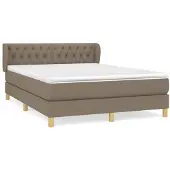 vidaXL Boxspringbed met matras, taupekleurig, 140x200 cm, met stoffen bekleding