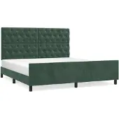 vidaXL Bedframe zonder matras 160x200 cm fluweel donkergroen