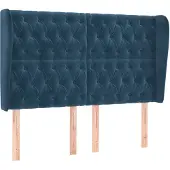 vidaXL Hoofdbord met randen 163x23x118/128 cm fluweel donkerblauw