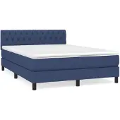 vidaXL Boxspringbed met matras, blauw, 140x190 cm, gestoffeerd