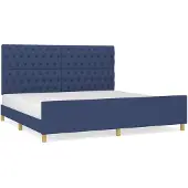 vidaXL Bedframe met hoofdeinde stof blauw 200x200 cm