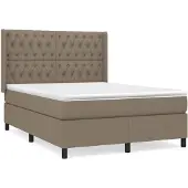 vidaXL Boxspring met matras stof taupe 140x200 cm