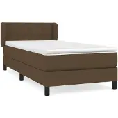 vidaXL Boxspring met matras stof donkerbruin 100x200 cm