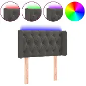 vidaXL Hoofdbord LED 83x16x78/88 cm fluweel donkergrijs