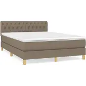 vidaXL Boxspring met matras stof taupe 140x190 cm