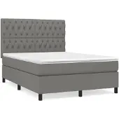 vidaXL Boxspring met matras stof donkergrijs 140x200 cm