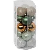Atmosphera kerstballen - 30x -D5 cm - mix groen/champagne - plastic - Kerstbal