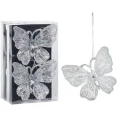 Merkloos Christmas Decoration kersthangers vlinders - 4x st- kunststof - 15 cm - Kersthangers