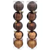 Atmosphera kerstballen - 10x stuks - brons - kunststof - 5 cm - Kerstbal