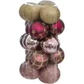 Atmosphera kerstballen- 30x -D5 cm -wit/roze/goud/champagne - plastic - Kerstbal